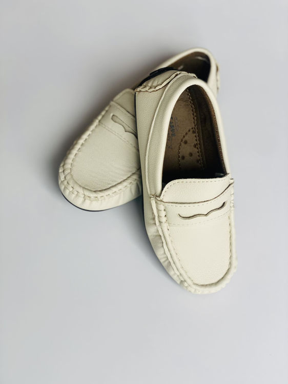 Picture of 562D- BOYS BOAT/ LOAFER SHOES IN WHITE/BLACK NAVY